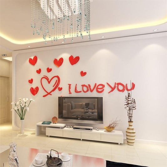 Love You With Hearts Acrylic Wall Art